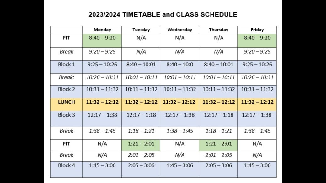 Bell Schedule